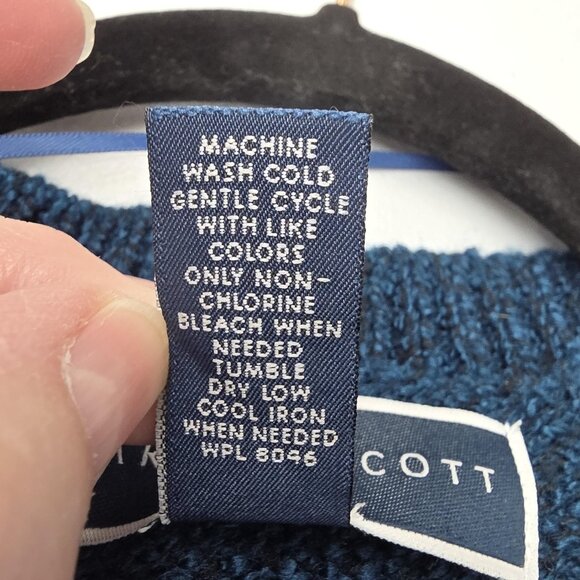 Karen Scott Sweater Womens XL Blue V Neck 3/4 Sleeve Textured Knit Pullover - Picture 7 of 9